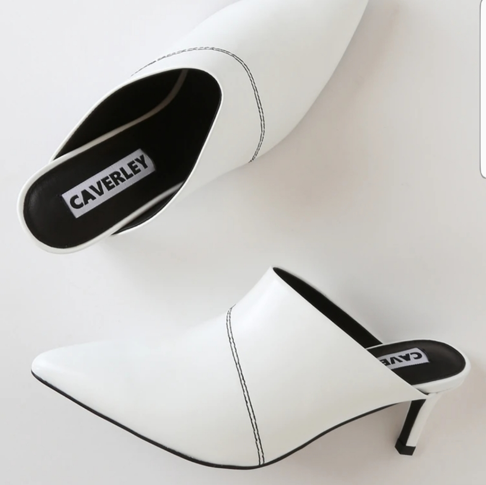 CAVERLEY white genuine leather mules heels size 40